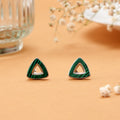 Natural Fan Shape Green Silver Stud