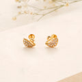 Swan White Stone Golden Stud