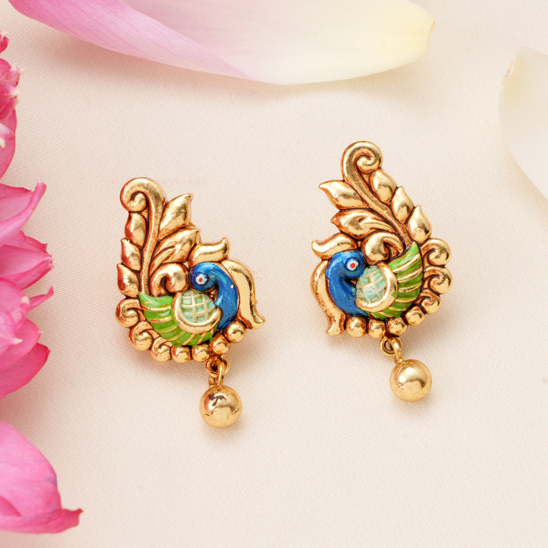 Traditional Nagas Earrings with Peacock Design