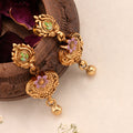 Heart Shape Enamel Golden Drops Earring