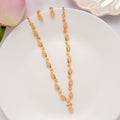 Sparkling Floral White Stone Golden Necklace Set
