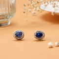 Blue Cubic Zirconia Circular Studs