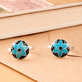 Blue & Black Enamel Floral Silver Toe Ring