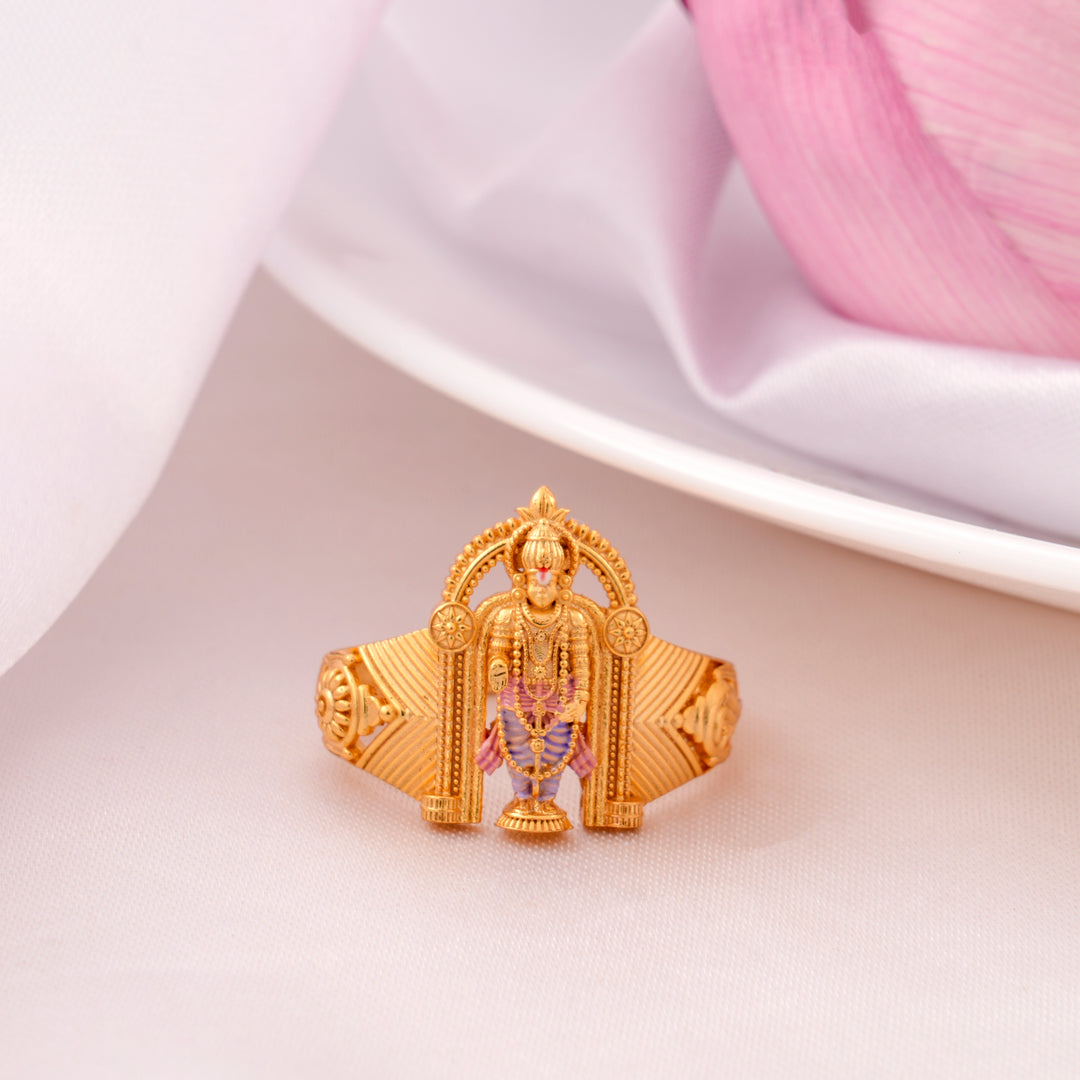 Temple-Style Venkateshwara Golden Ring