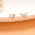 Half Heart Cubic Stone Silver Stud
