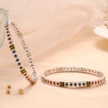 Classy Multi Gemstone Silver Bangle