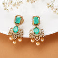 Emerald with Pearl Drop Swarovski Stud