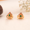 Emerald Leaf and Ruby Golden Kundan Stud