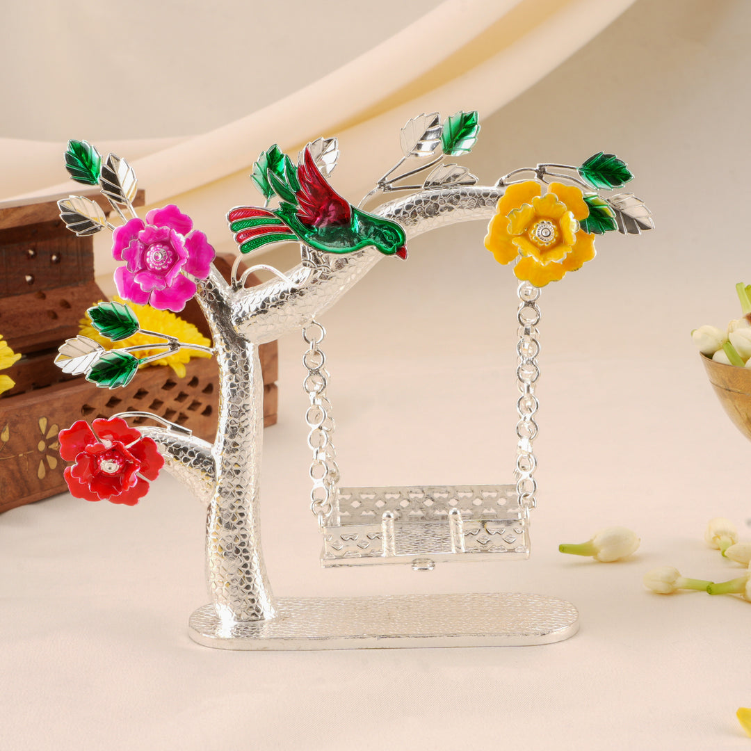 Elegant Nature Theme Silver Oonjal Idol