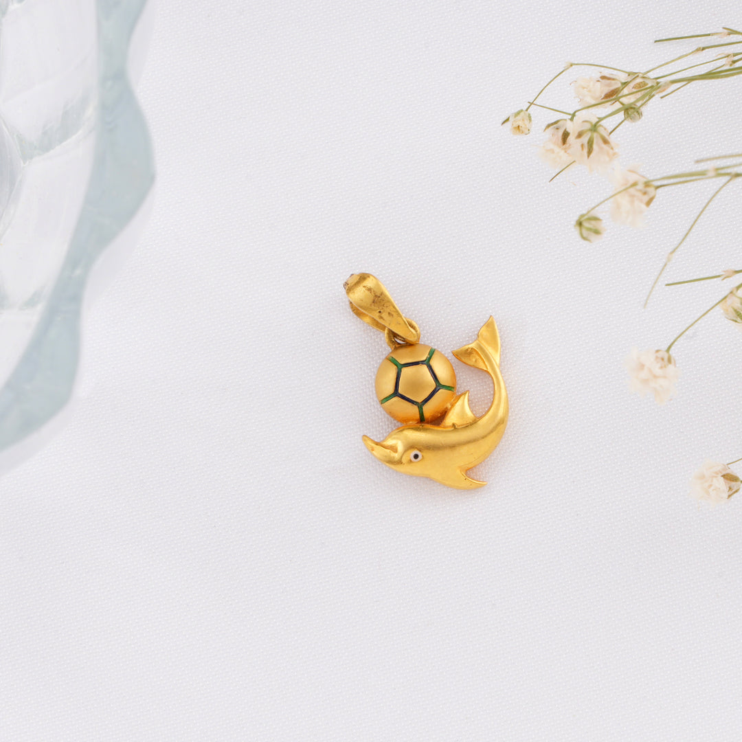 Playful Dolphin Gold Pendant