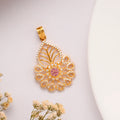 Ruby Flower Pattern Golden Pendant