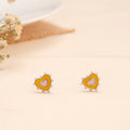 Yellow Pink Double Heart Silver Stud