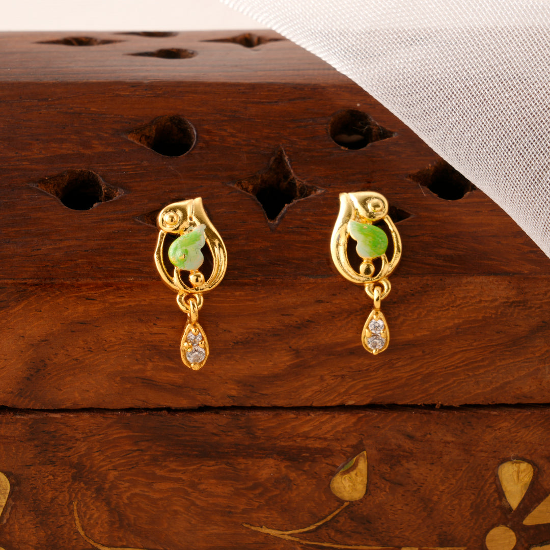 Mango Leaf Style Golden Drop Earrings