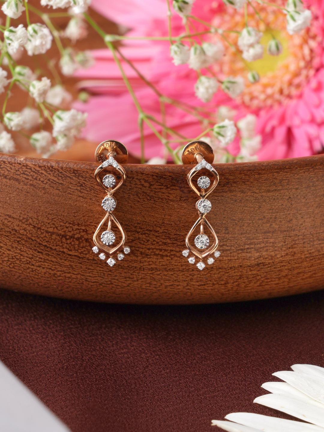 Petite Drop gold and Diamond Earring