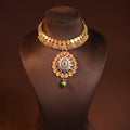 Grand Leaf Pattern Kundan Gold Necklace
