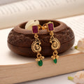 Antique Ruby with Peacock Drops Golden Earrings