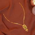 Gold Temple Jewellery Necklace with Ruby-Colour Stones