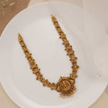 Lakshmi with Peacock Pearl Drop Golden Nagas Haram