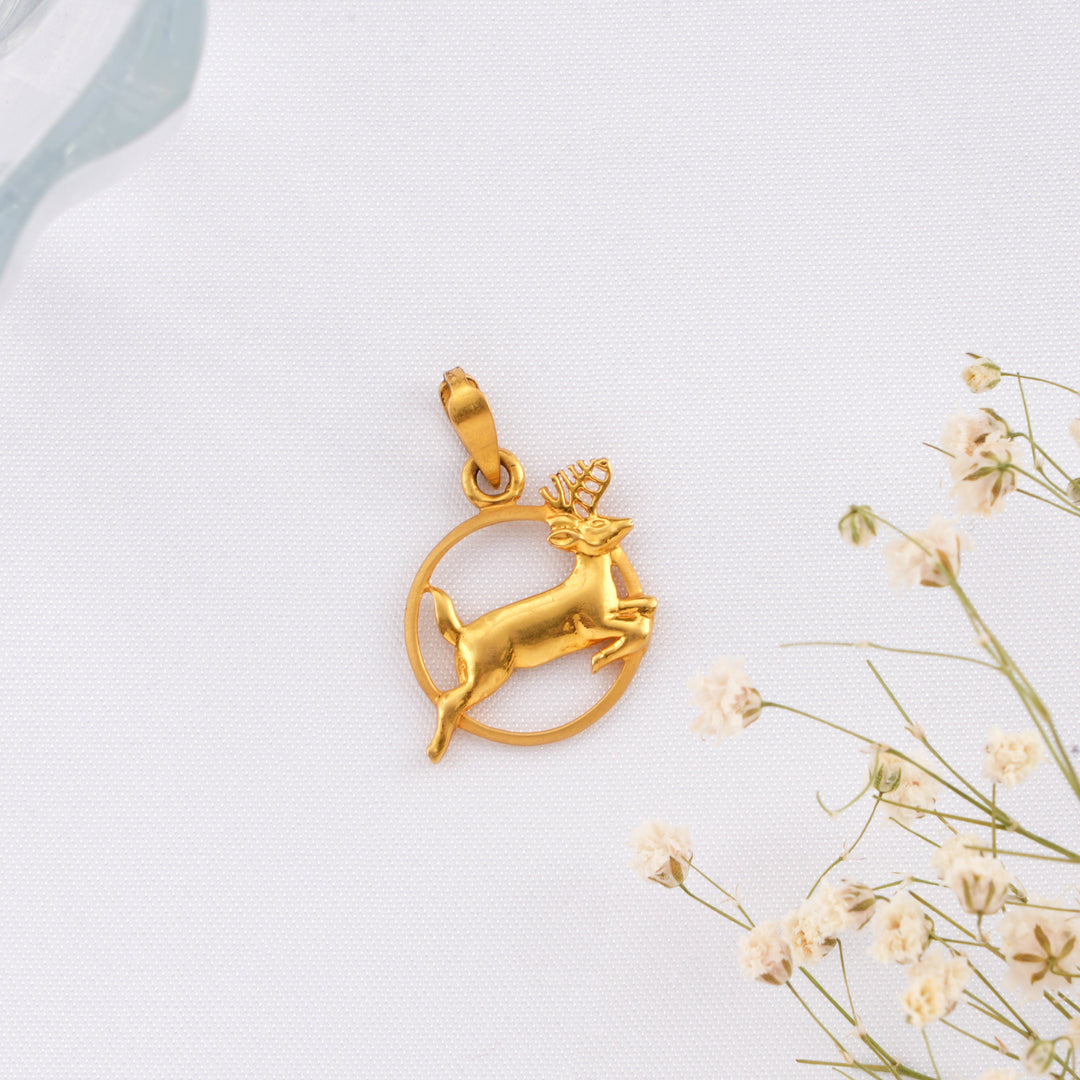 Gold Deer Running Pendant