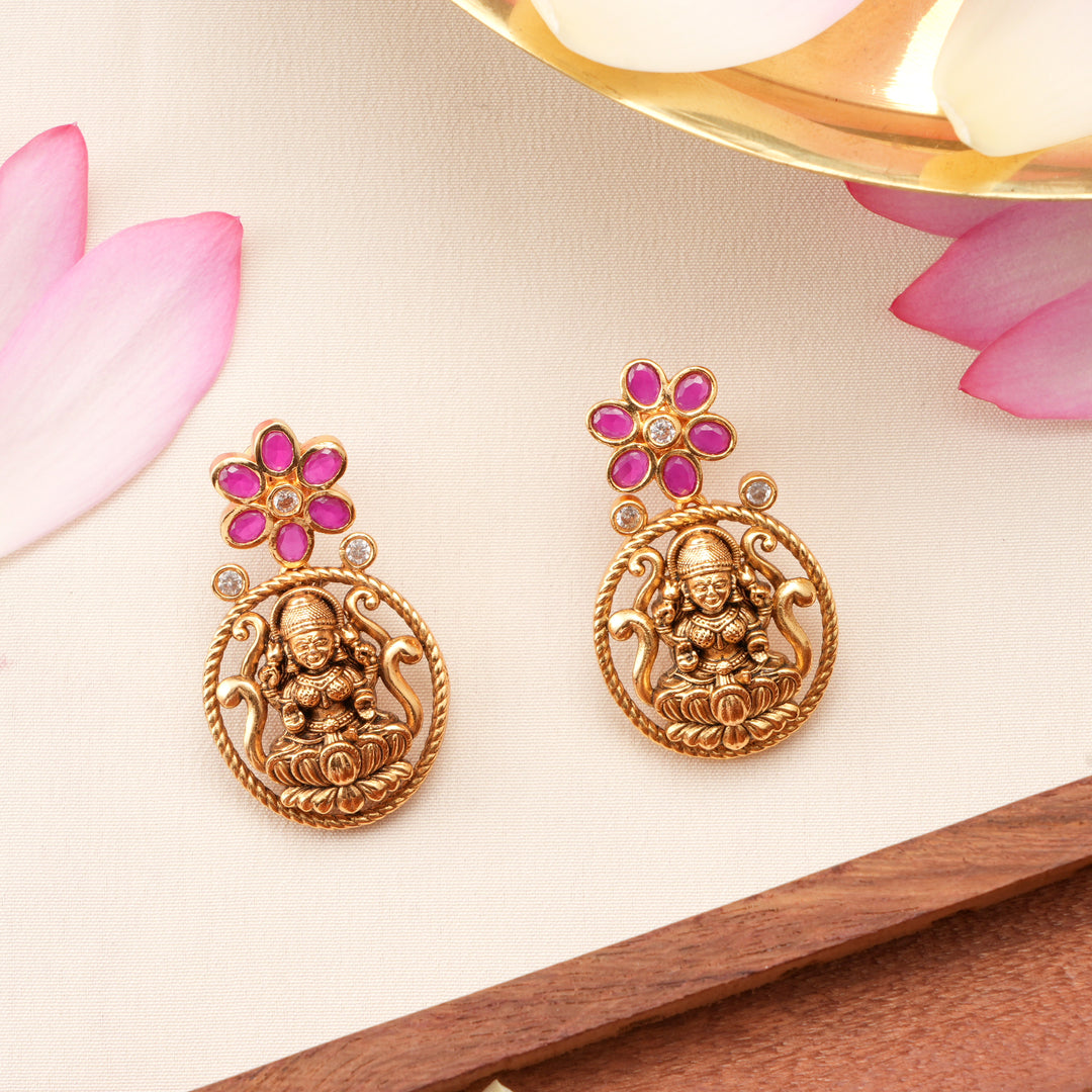 Ruby Floral with Nagas Lakshmi Earrings