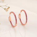 Pink Stone Hoop Design Earrings