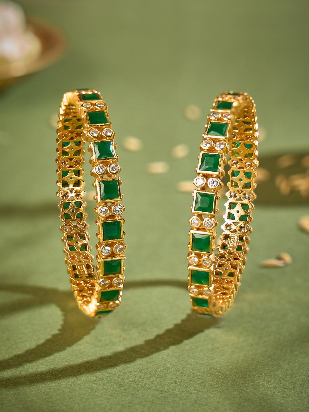 Zehra Emerald Golden Bangle