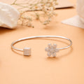 Sparkling Bloom Floral Silver Bracelet