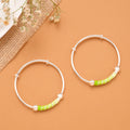 Green Enamel Tube Bead Baby Silver Bangle