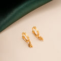 Line Design Drop Hoop Gold Earrings