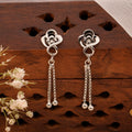 Blossom Design Chain Drop Silver Earring