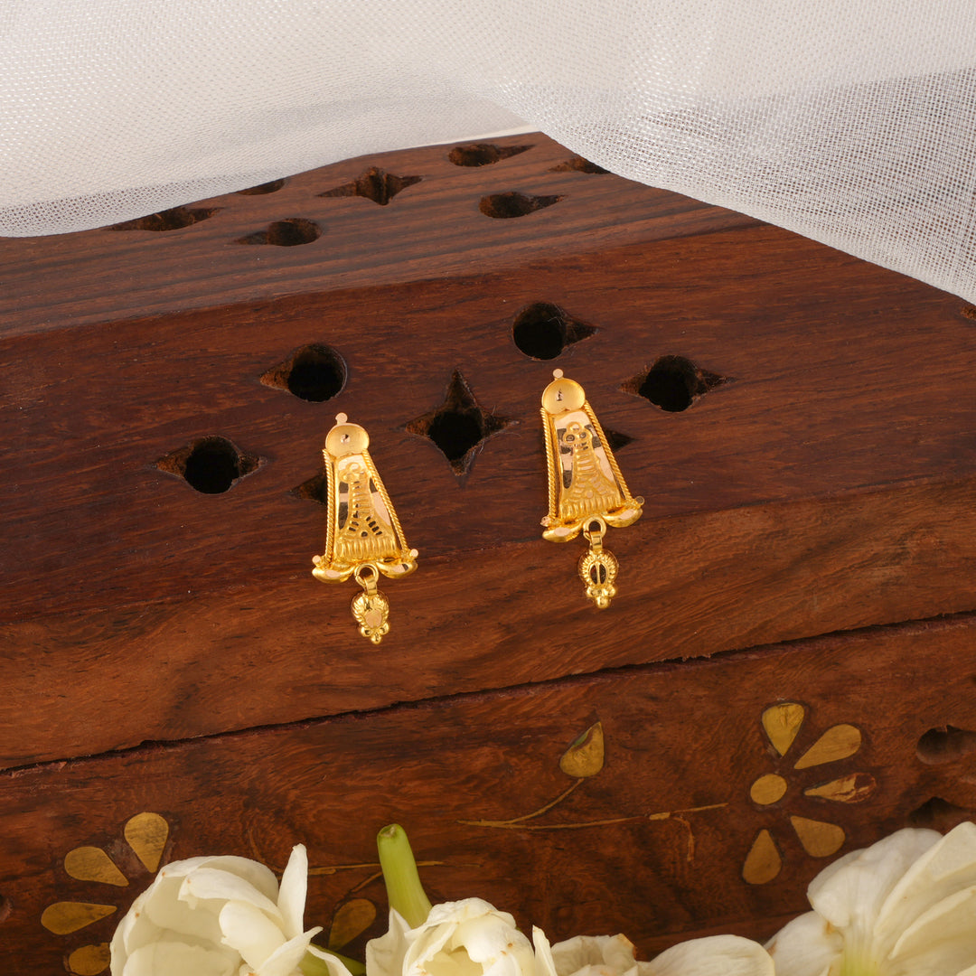 Gold Fancy Round Brass Earring