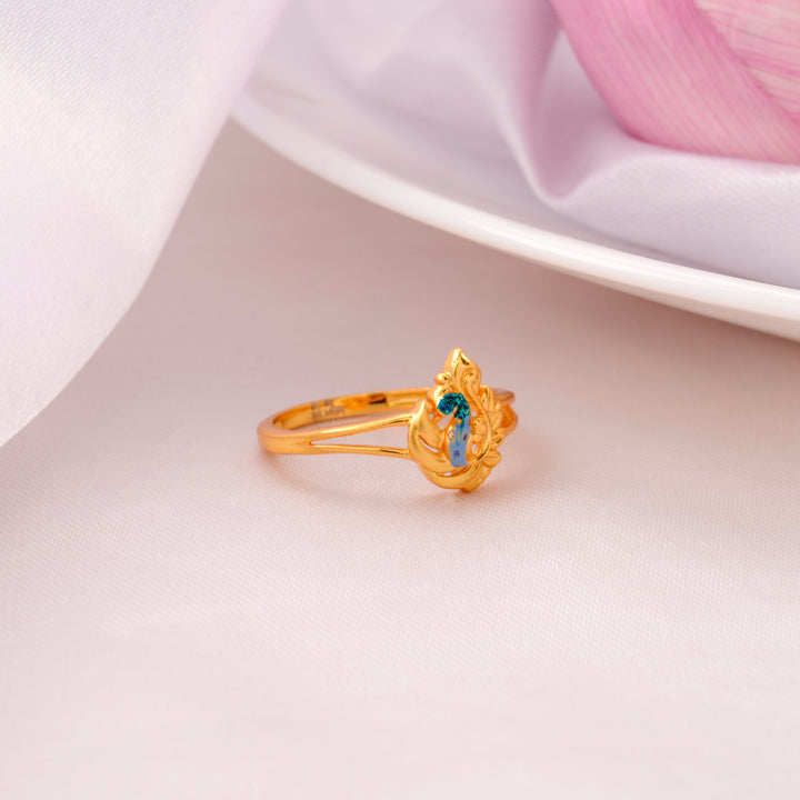 Gold Plated Peacock Design Silver Ring