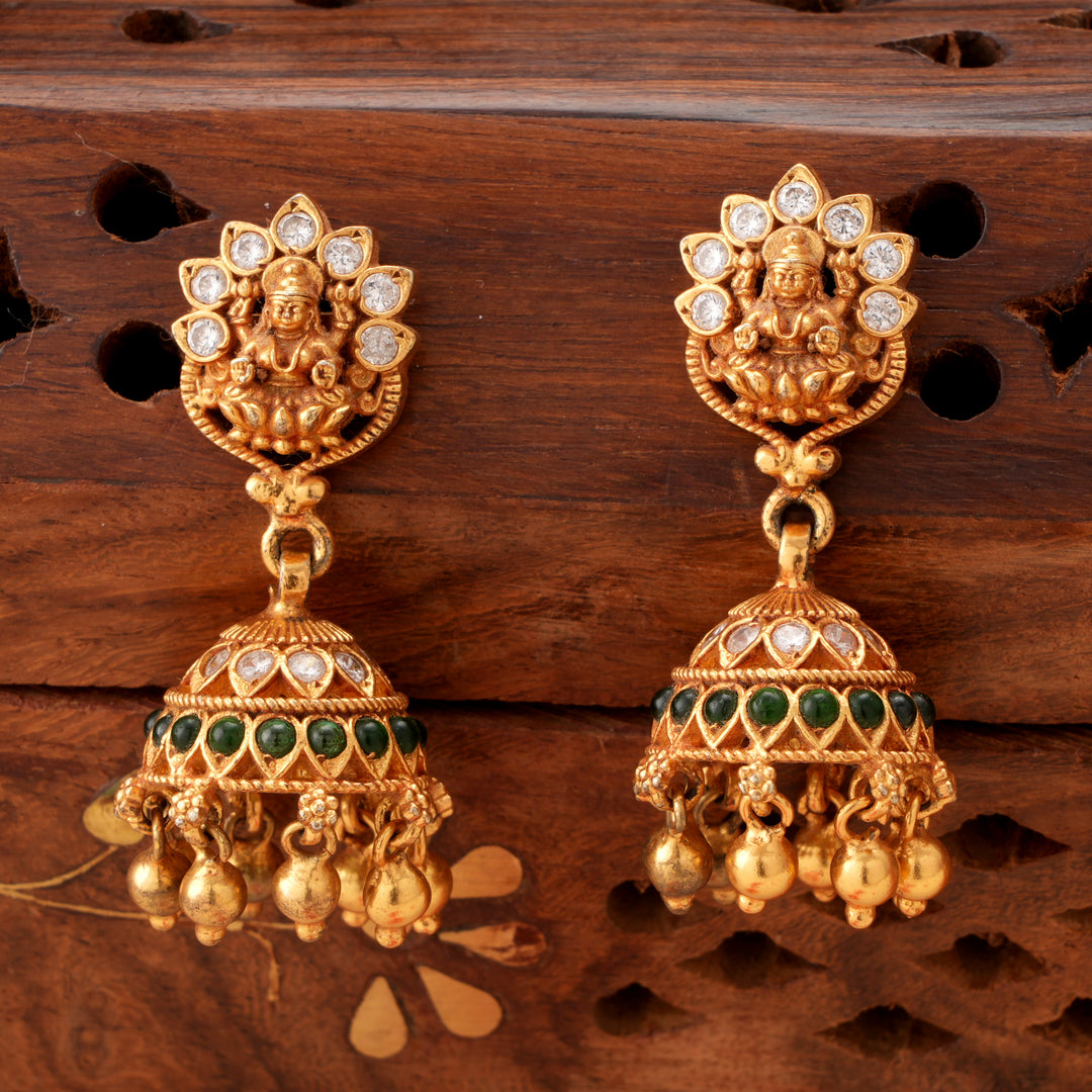 Bridal Lakshmi Jhumkas with Golden Drops