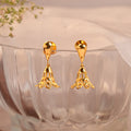 Gold Lightweight Jhumka Earrings with Open Floral Cut-Work Bell and Teardrop