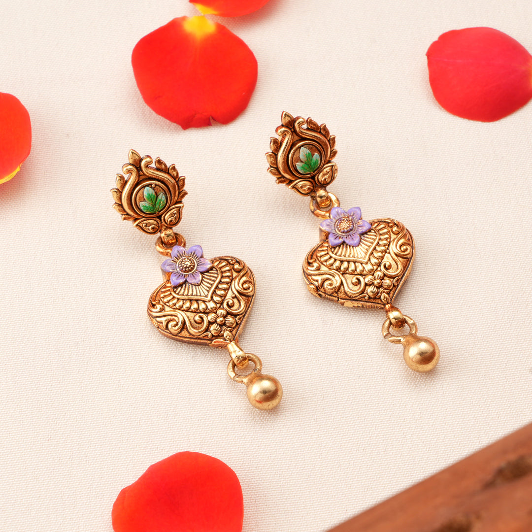 Unique Floral and Heart Shaped Earrings