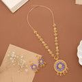 Classic Circle Blue Enamel Golden Necklace Set
