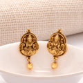Antique Lakshmi Floral Golden Drop Earrings