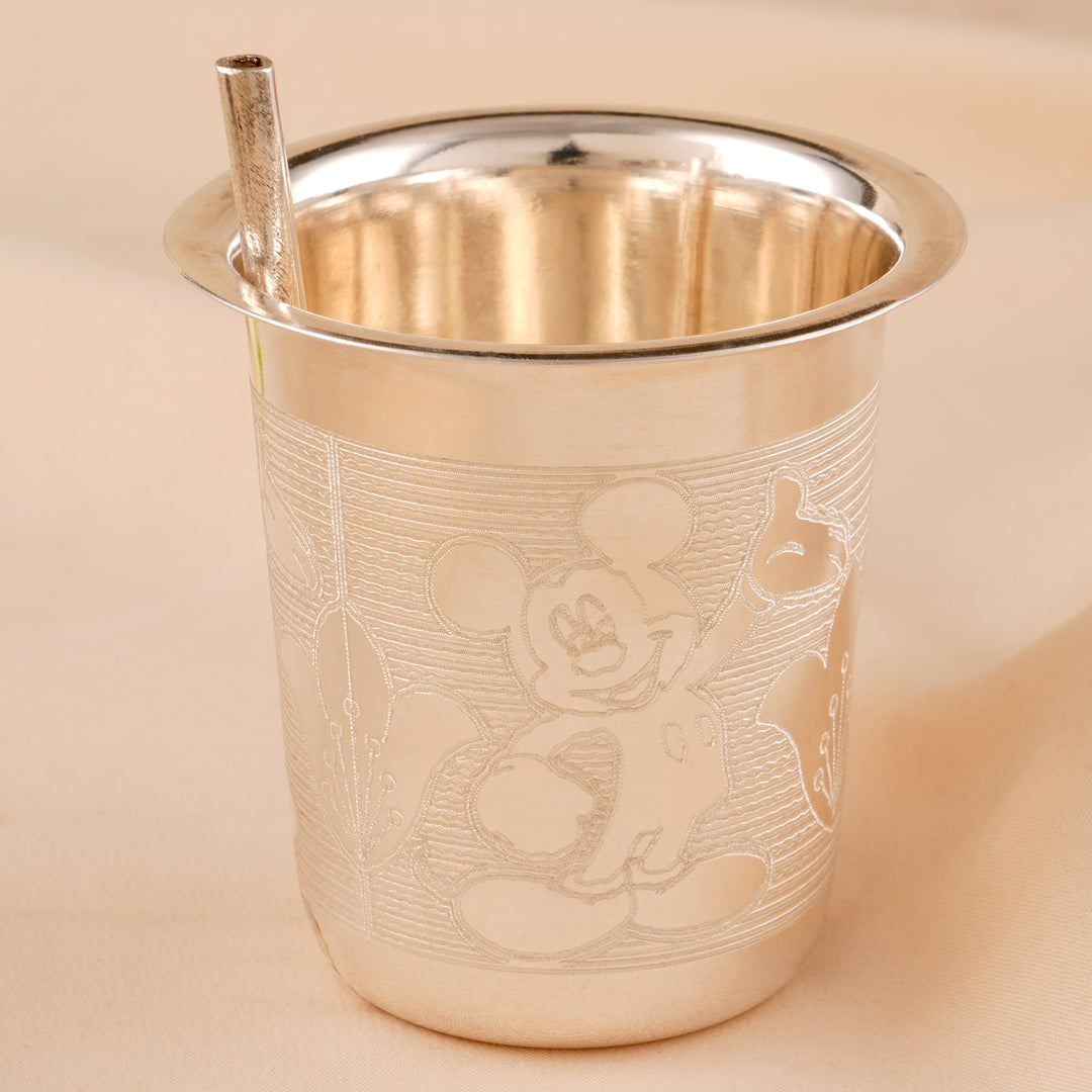 Cartoon-Inspired Mickey Mouse Silver Tumbler