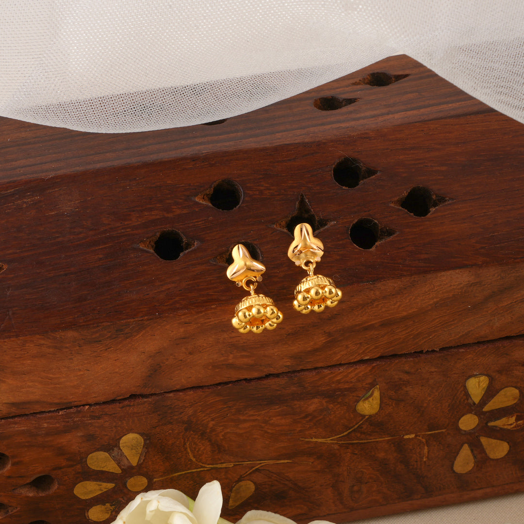 Delightful Gold Clover Jhumkas