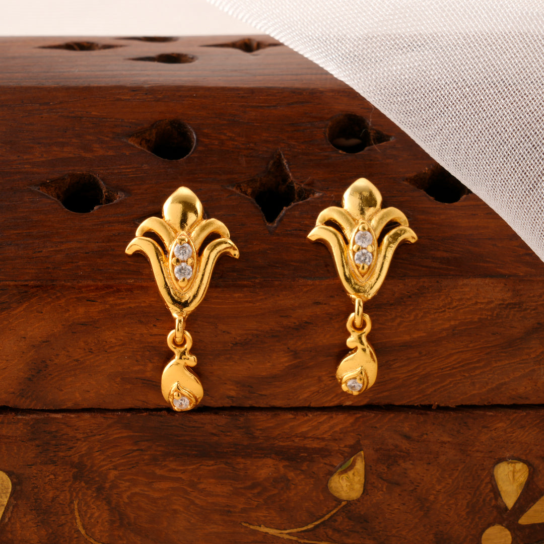 Golden Winged Drop Earrings
