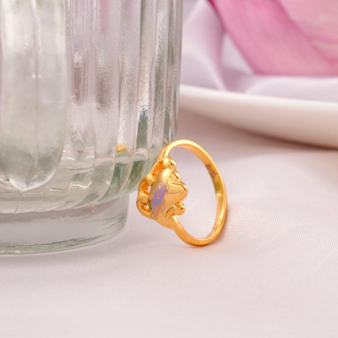 Heart Design Gold Plated Silver Ring