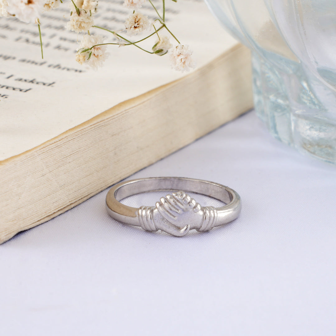 Promise Hand Design Silver Ring