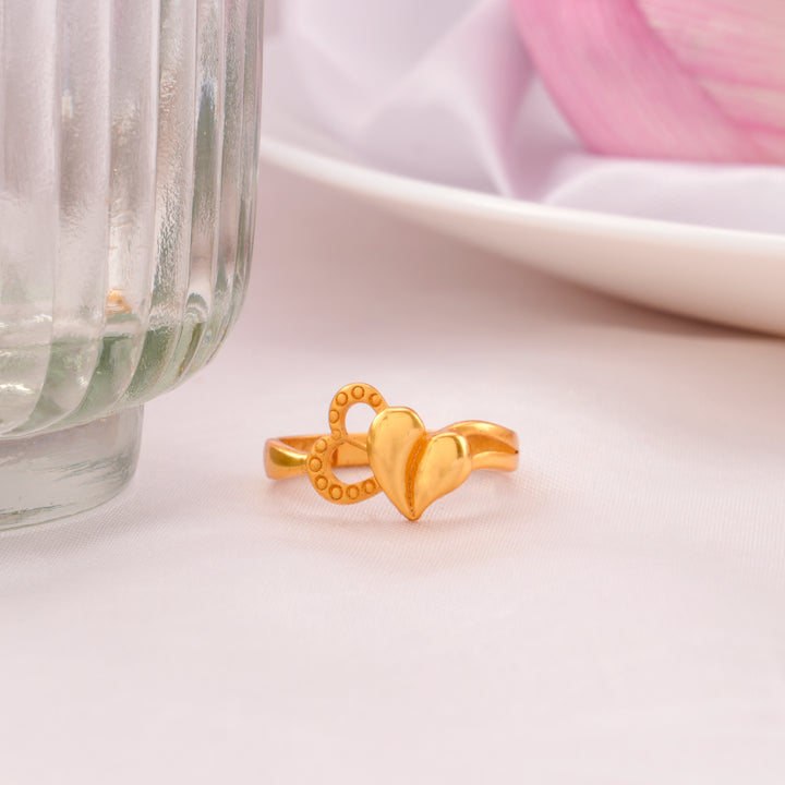 Heart in Heart Golden Silver Ring