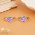Tiny Purple Daisy Floral Silver Toe Ring