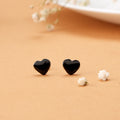 Trendy Black Heart Silver Stud