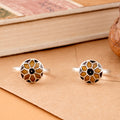 Traditional Round Flower Enamel Silver Toe Ring