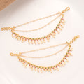 Three Colour Stone Pearl Drops Layer Golden Mattal