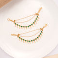 Classic Green Stone With Pearl Drops Golden Mattal
