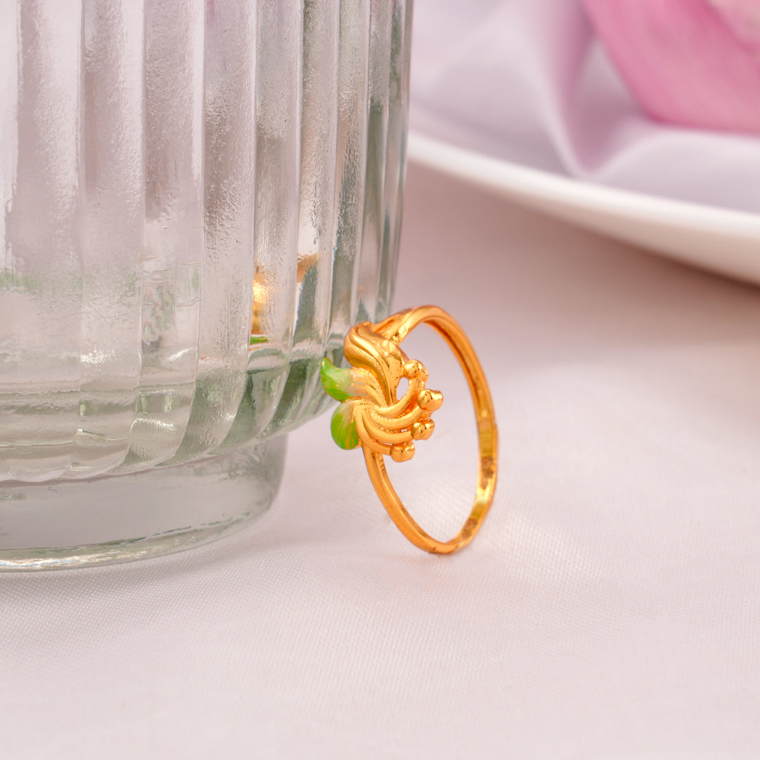 Petal Inspired Golden Silver Ring