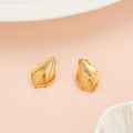 White Line Petal Gold Studs